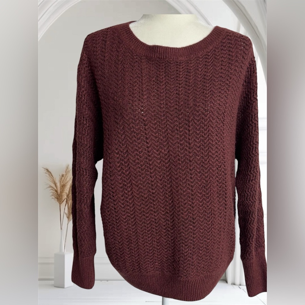 Nicole Miller Relaxed Fit Dolman Long Sleeve Round Neck Knit Pullover Sweater